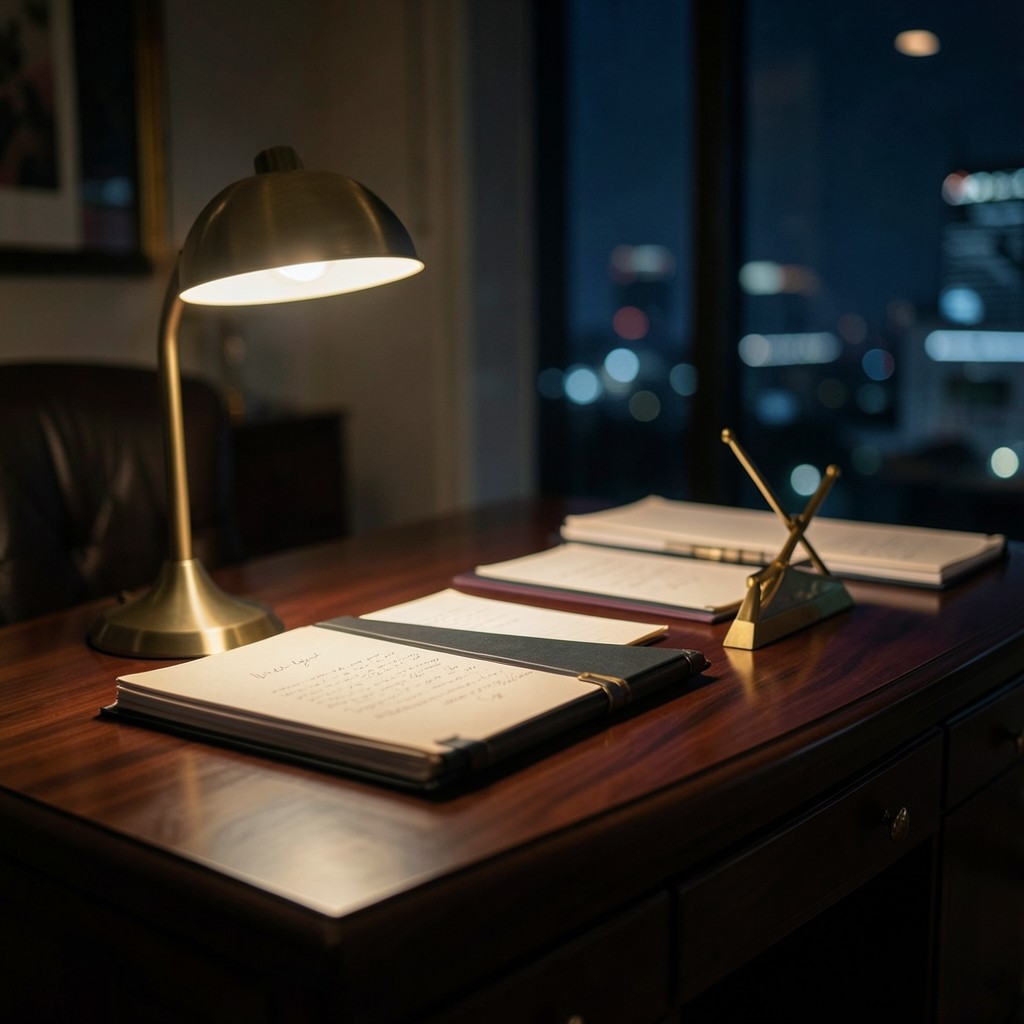 Coordinator notes and cohort summary sheets on a dark wooden desk